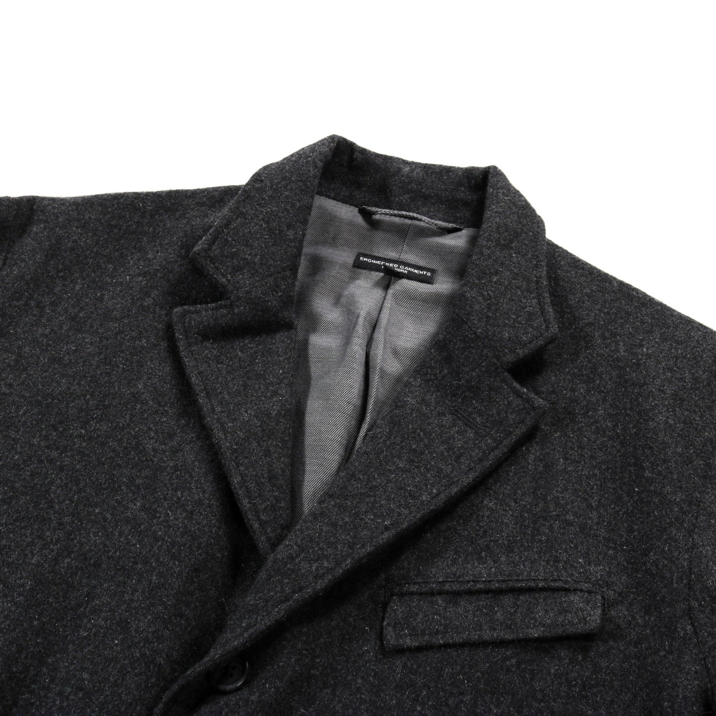ENGINEERED GARMENTS ANDOVER JACKET GREY SOLID POLY WOOL FLANNEL