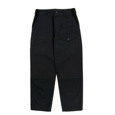 ENGINEERED GARMENTS FIELD PANT BLACK COTTON HERRINGBONE TWILL