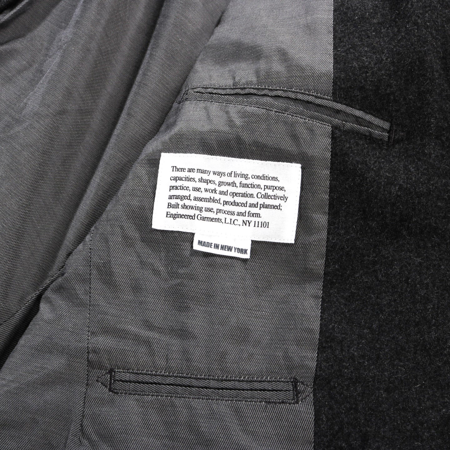ENGINEERED GARMENTS ANDOVER JACKET GREY SOLID POLY WOOL FLANNEL