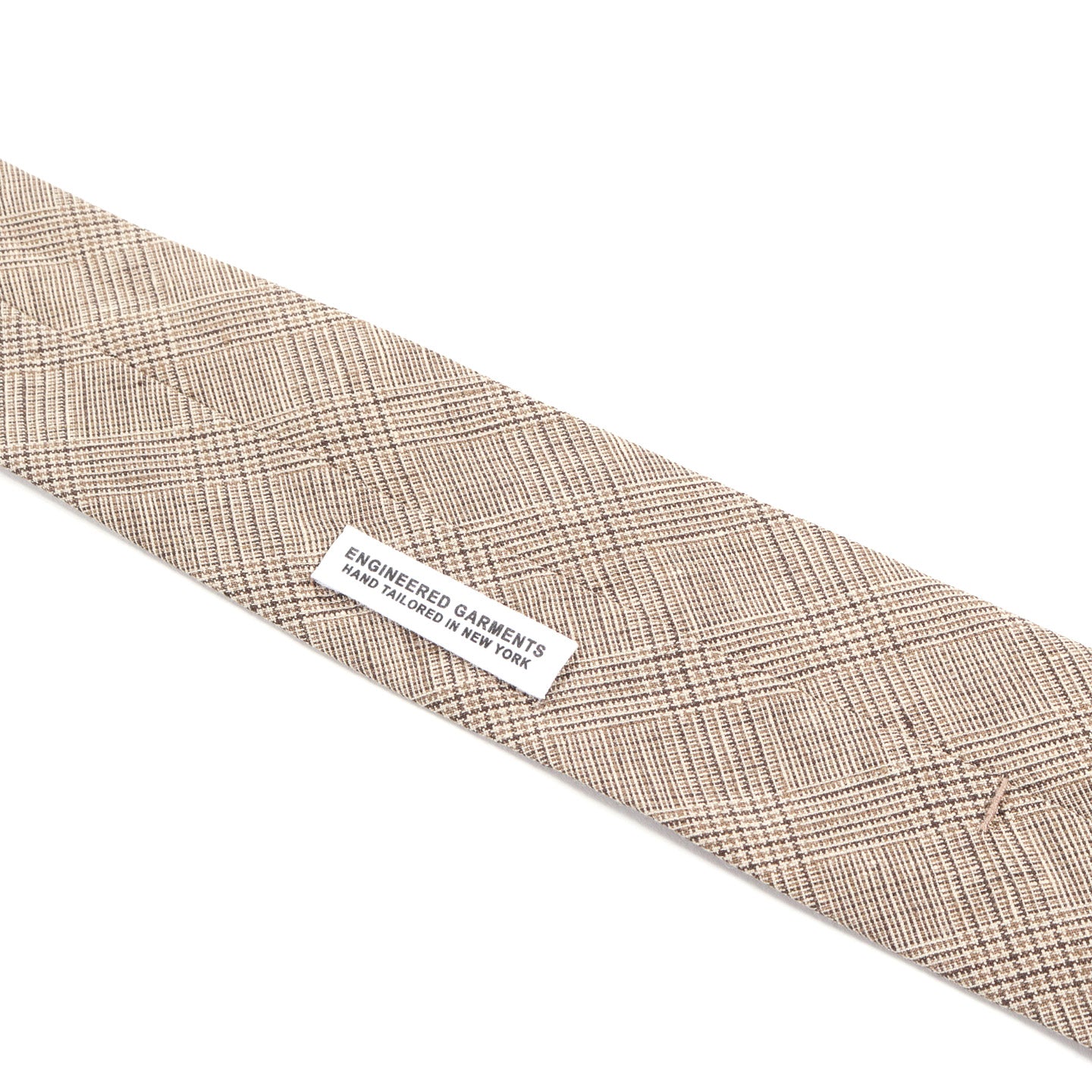 ENGINEERED GARMENTS NECK TIE BEIGE LINEN GLEN PLAID