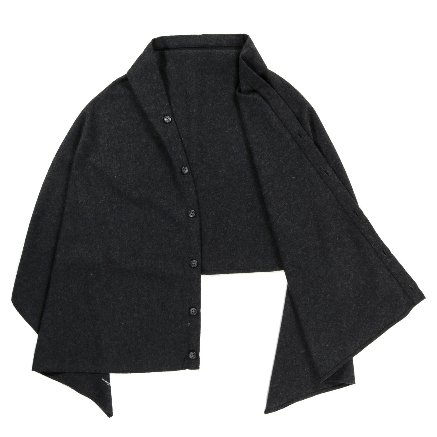 ENGINEERED GARMENTS BUTTON SHAWL GREY SOLID POLY WOOL FLANNEL