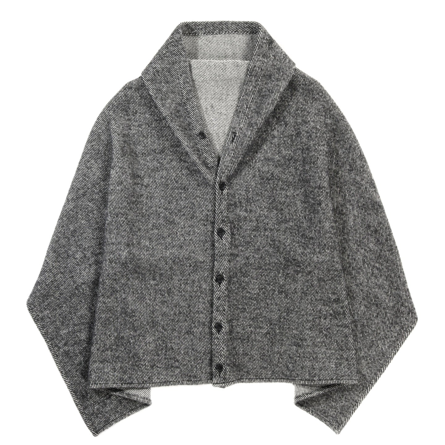 ENGINEERED GARMENTS BUTTON SHAWL BLACK WOOL SHAGGY TWILL