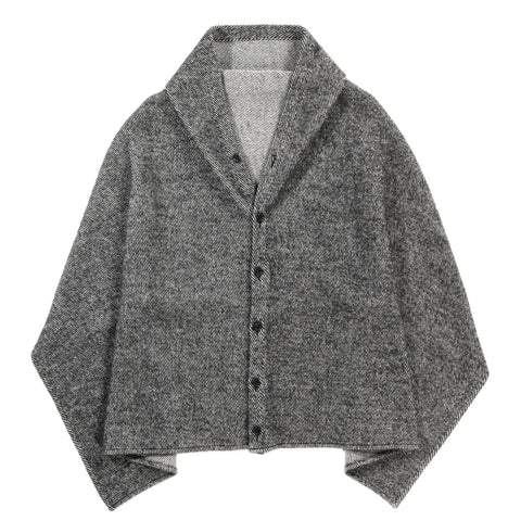 ENGINEERED GARMENTS BUTTON SHAWL BLACK WOOL SHAGGY TWILL