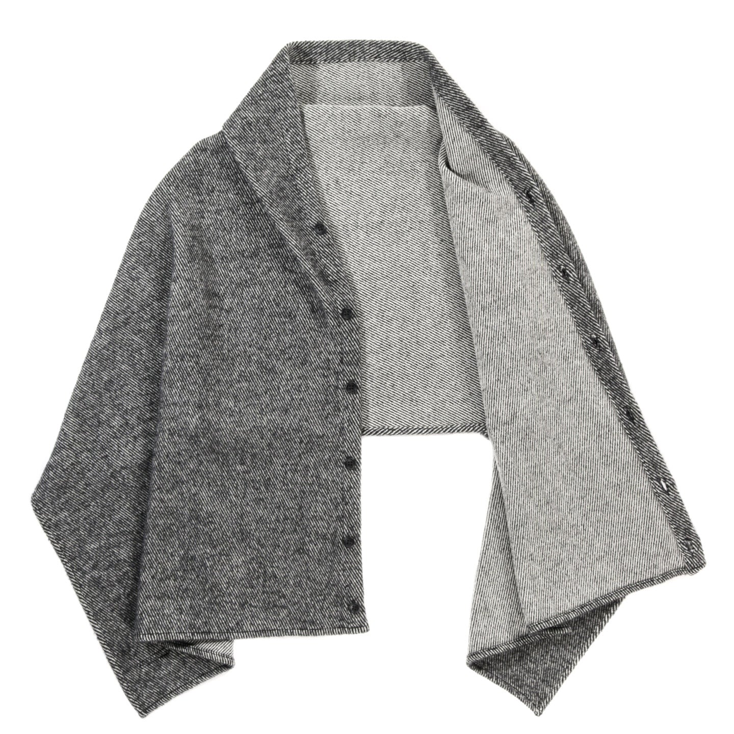 ENGINEERED GARMENTS BUTTON SHAWL BLACK WOOL SHAGGY TWILL