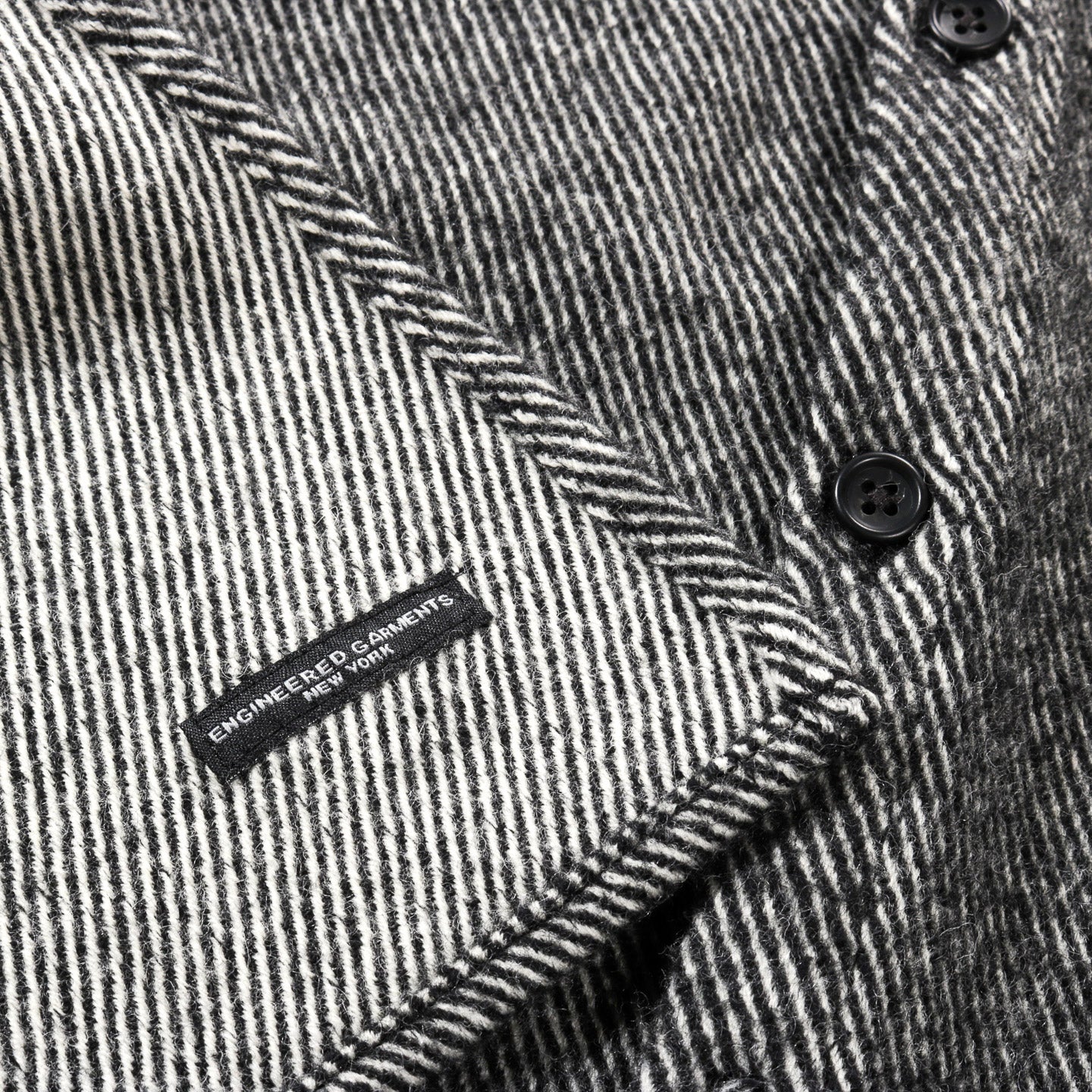 ENGINEERED GARMENTS BUTTON SHAWL BLACK WOOL SHAGGY TWILL