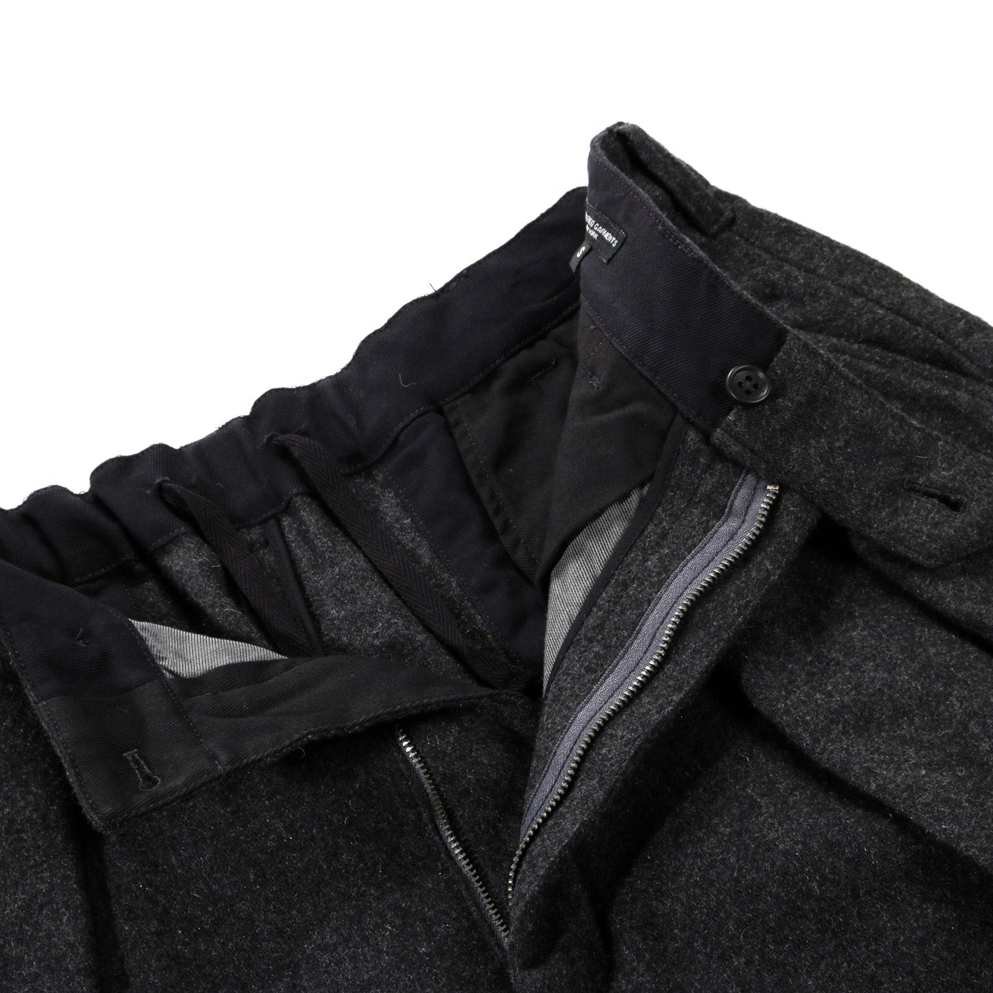 ENGINEERED GARMENTS OXFORD PANT GREY SOLID POLY WOOL FLANNEL