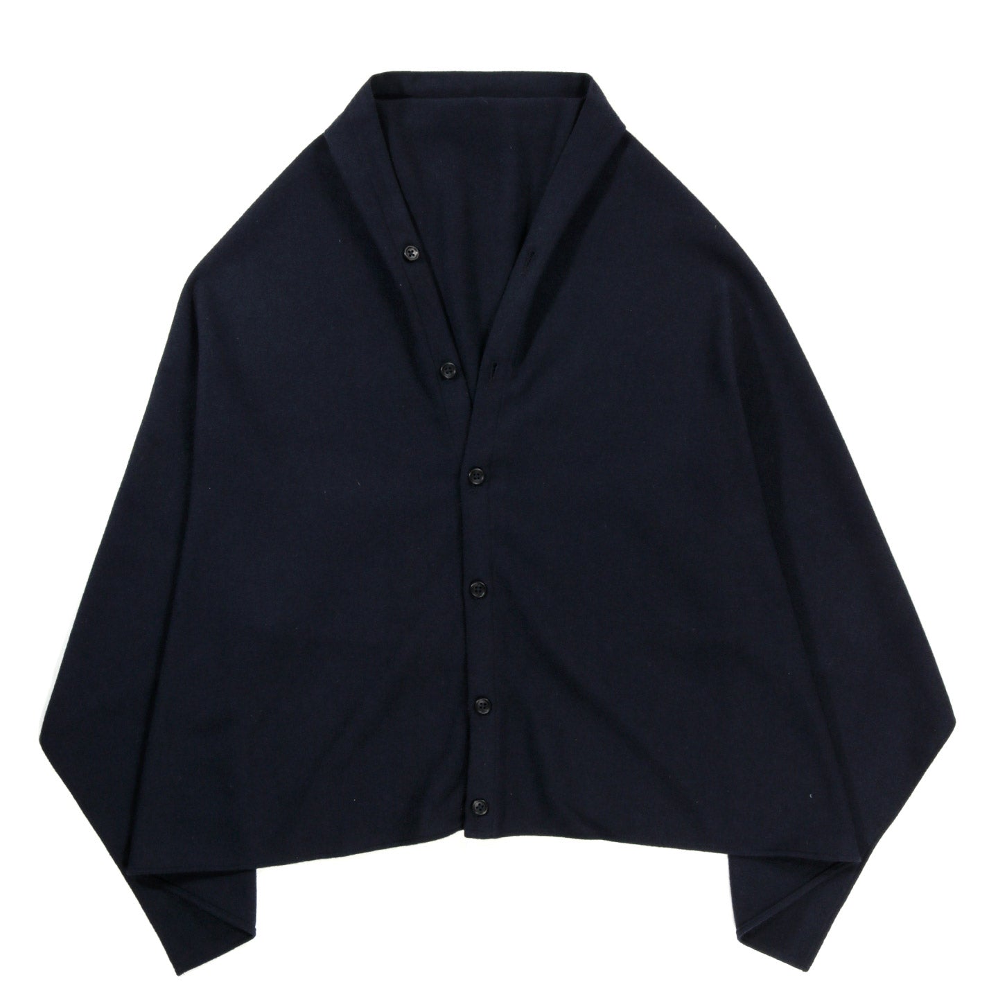 ENGINEERED GARMENTS BUTTON SHAWL NAVY SOLID POLY WOOL FLANNEL