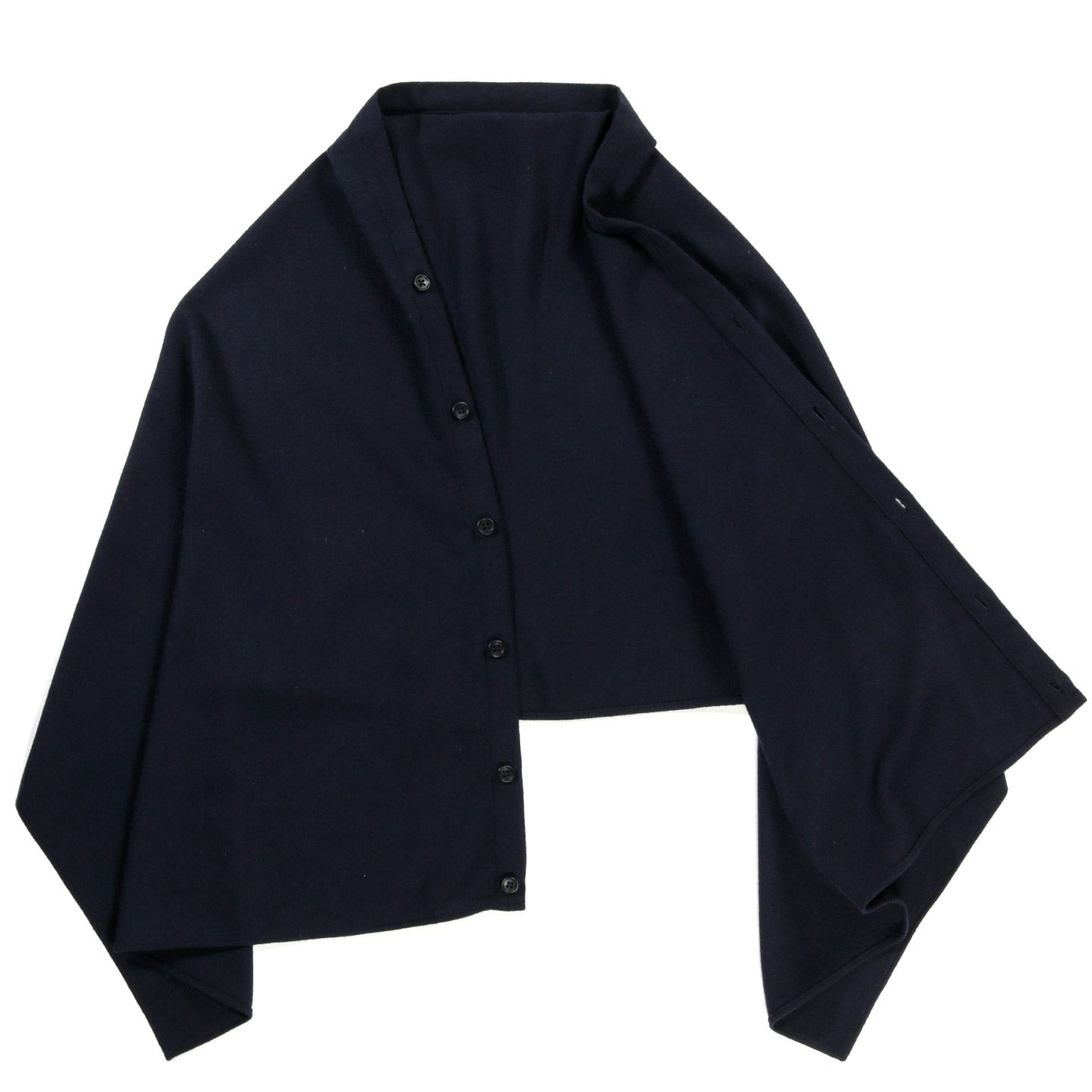 ENGINEERED GARMENTS BUTTON SHAWL NAVY SOLID POLY WOOL FLANNEL