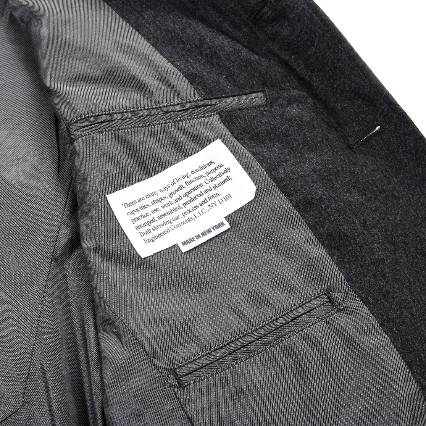 ENGINEERED GARMENTS ANDOVER JACKET CHARCOAL WORSTED WOOL