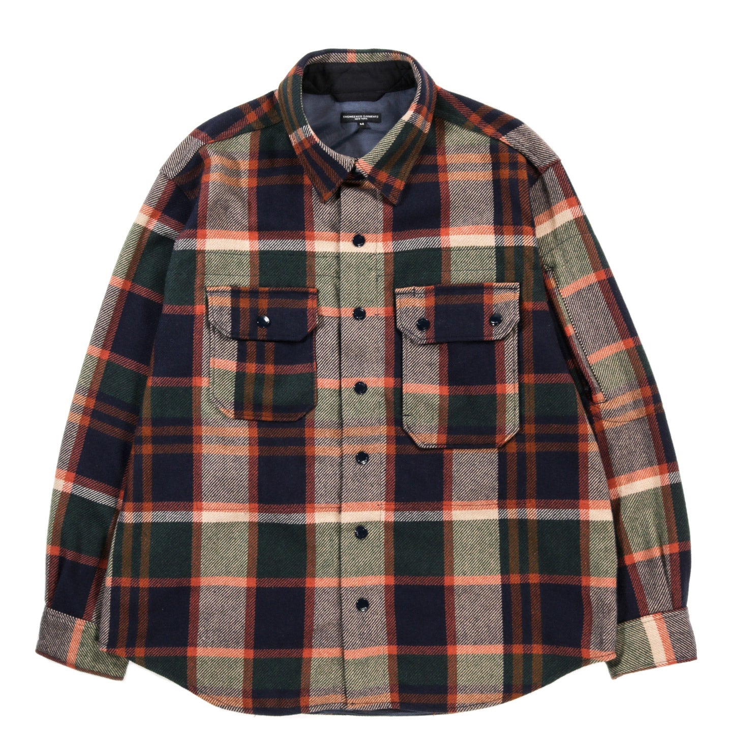 ENGINEERED GARMENTS CPO SHIRT JACKET NAVY / BROWN HEAVY WOOL PLAID