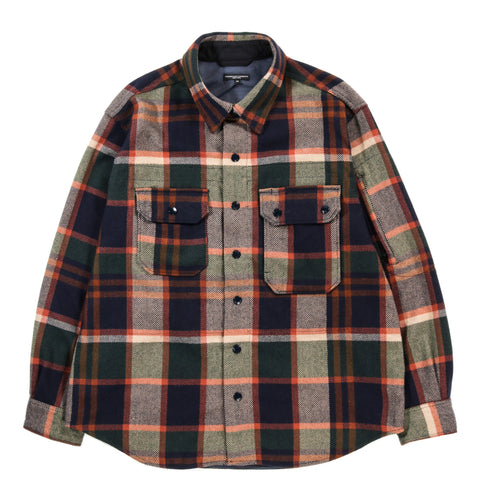 ENGINEERED GARMENTS CPO SHIRT JACKET NAVY / BROWN HEAVY WOOL PLAID