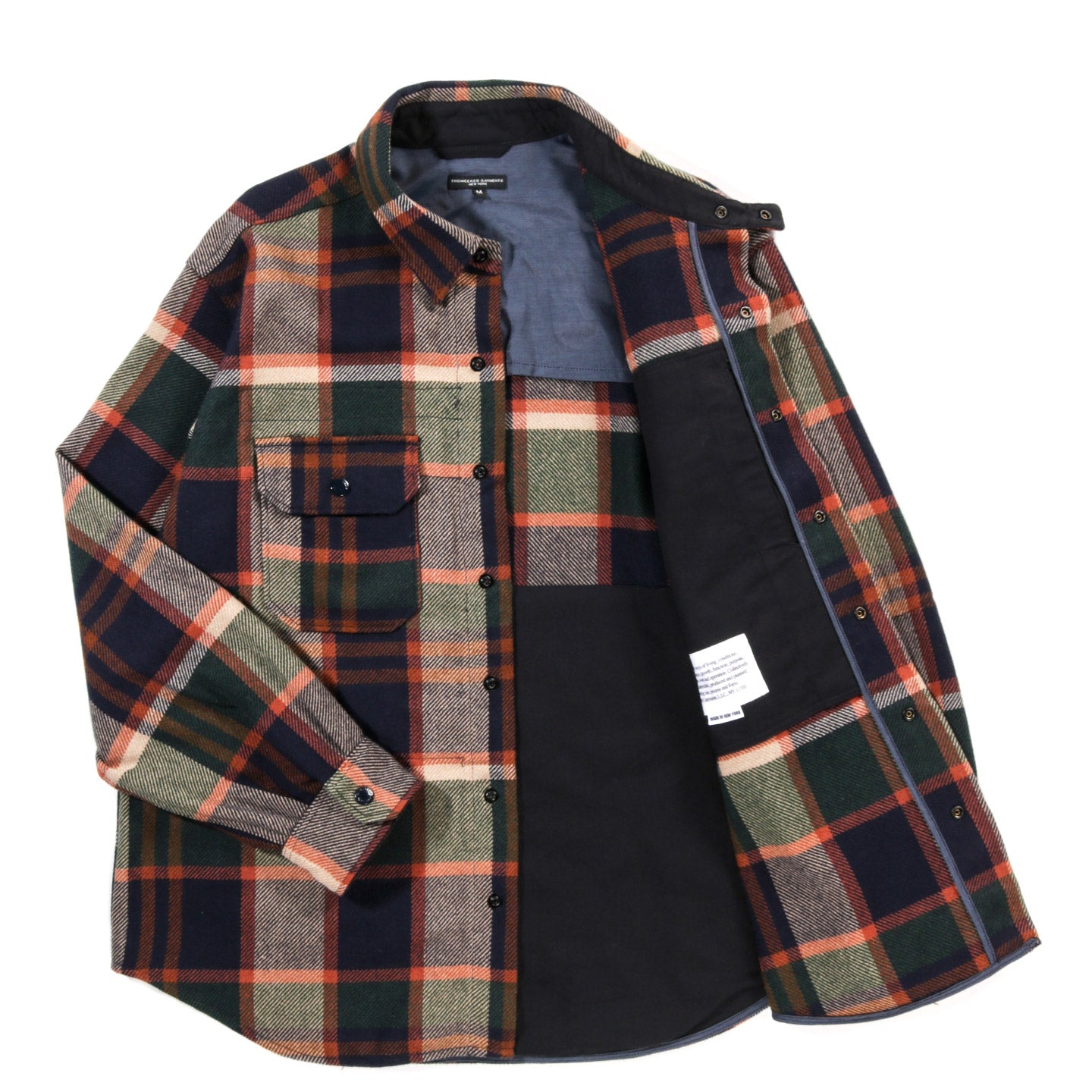 ENGINEERED GARMENTS CPO SHIRT JACKET NAVY / BROWN HEAVY WOOL PLAID