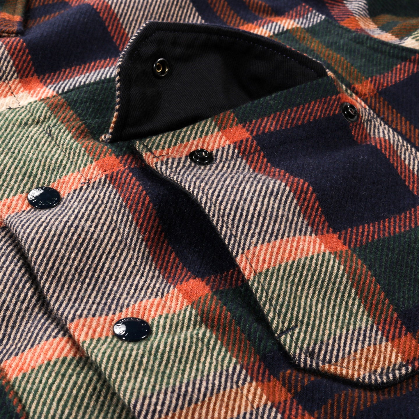 ENGINEERED GARMENTS CPO SHIRT JACKET NAVY / BROWN HEAVY WOOL PLAID
