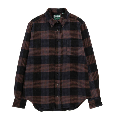 GITMAN VINTAGE BUTTON DOWN BLACK BRUSHED WAFFLE CHECK