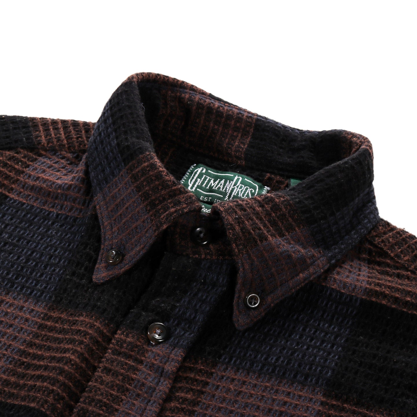 GITMAN VINTAGE BUTTON DOWN BLACK BRUSHED WAFFLE CHECK
