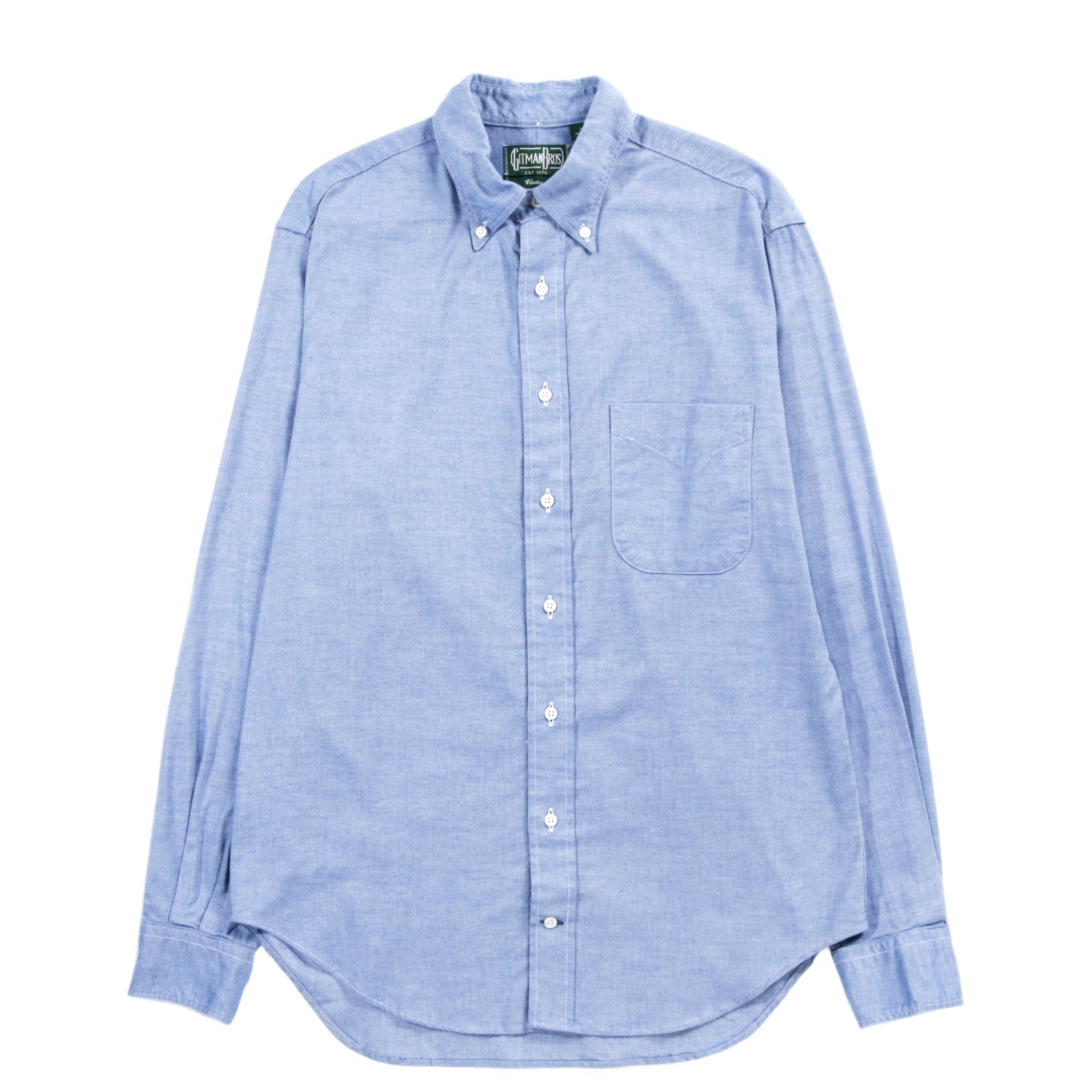 GITMAN VINTAGE BUTTON DOWN BLUE ORGANIC BRUSHED CHAMBRAY