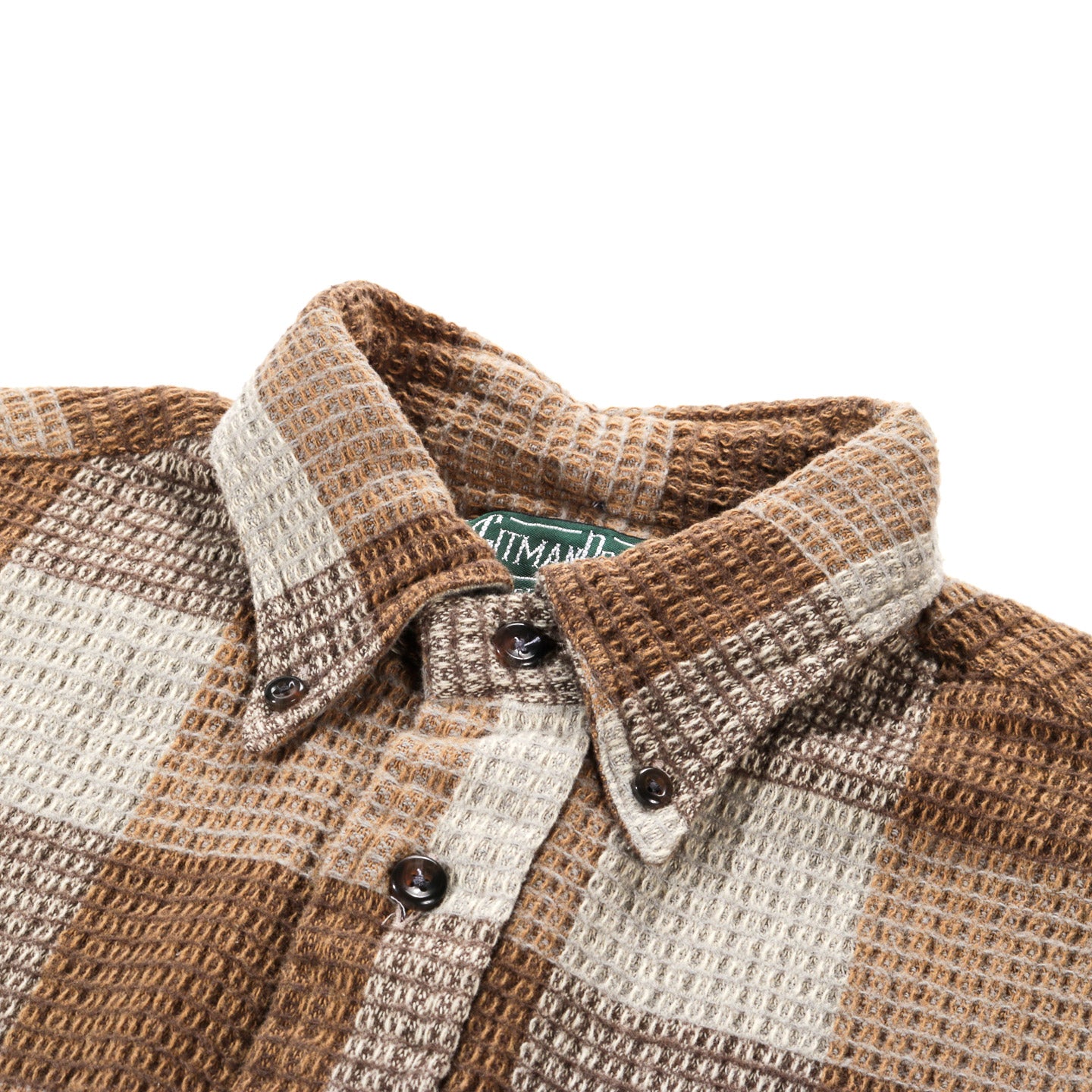 GITMAN VINTAGE BUTTON DOWN TAN BRUSHED WAFFLE CHECK