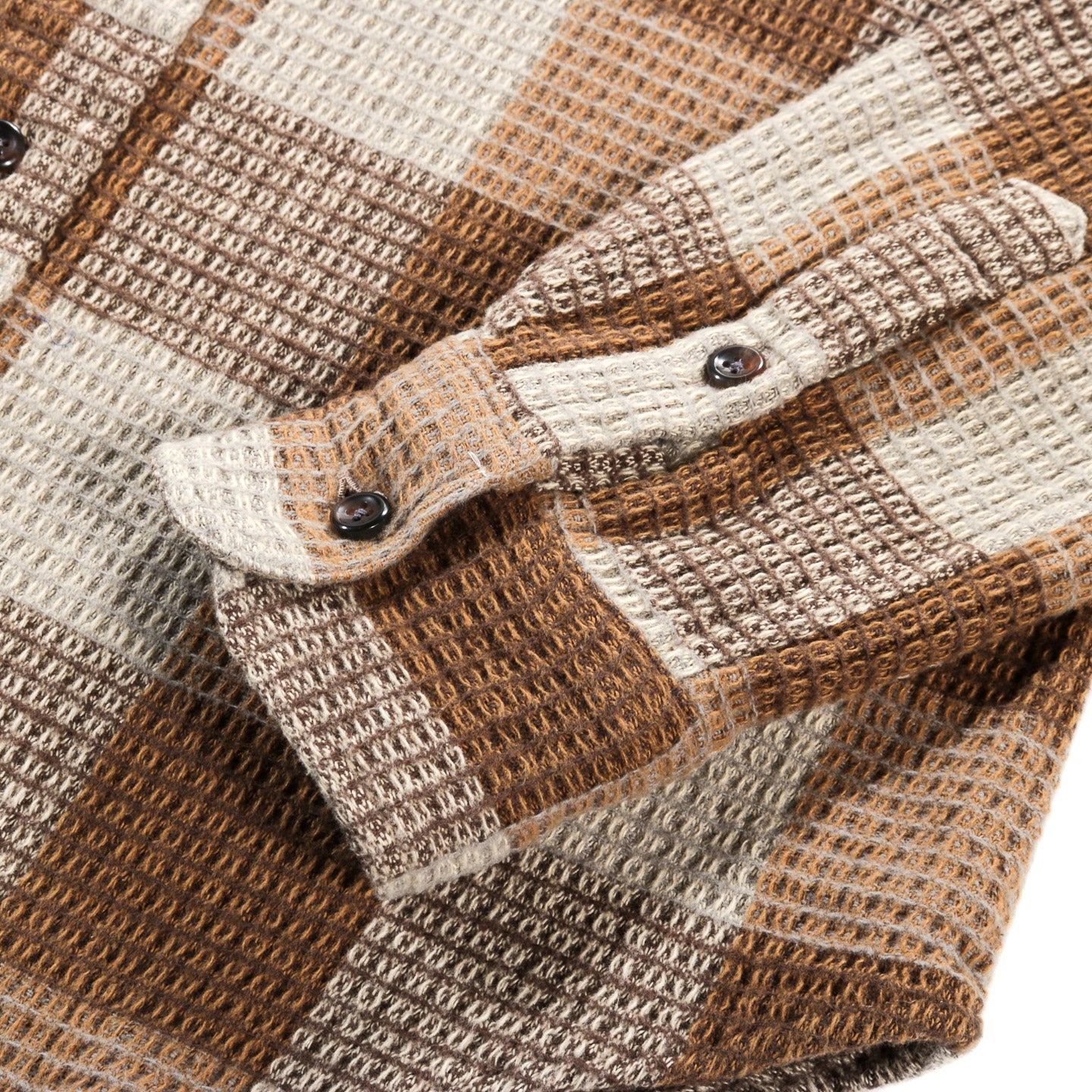 GITMAN VINTAGE BUTTON DOWN TAN BRUSHED WAFFLE CHECK