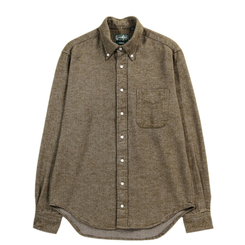 GITMAN VINTAGE BUTTON DOWN OLIVE HERRINGBONE FLANNEL