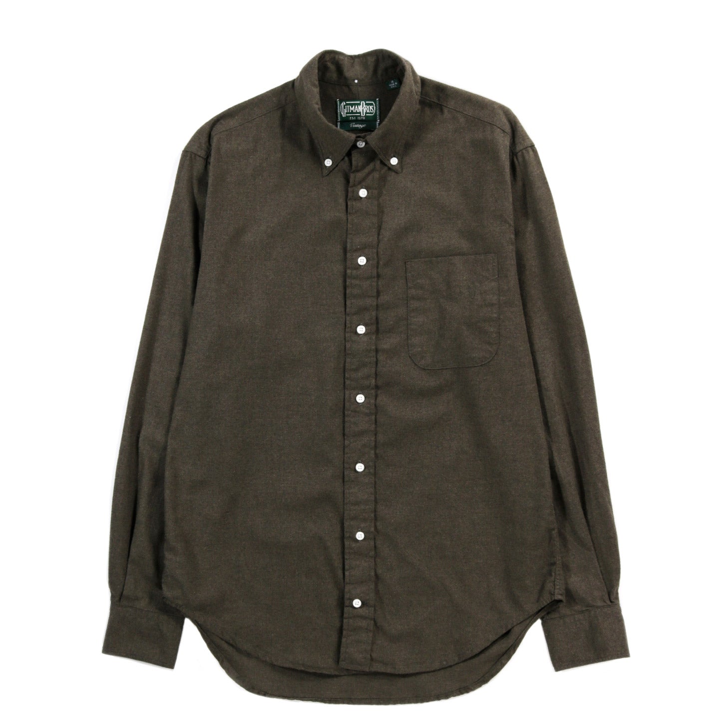 GITMAN VINTAGE BUTTON DOWN OLIVE CLASSIC FLANNEL