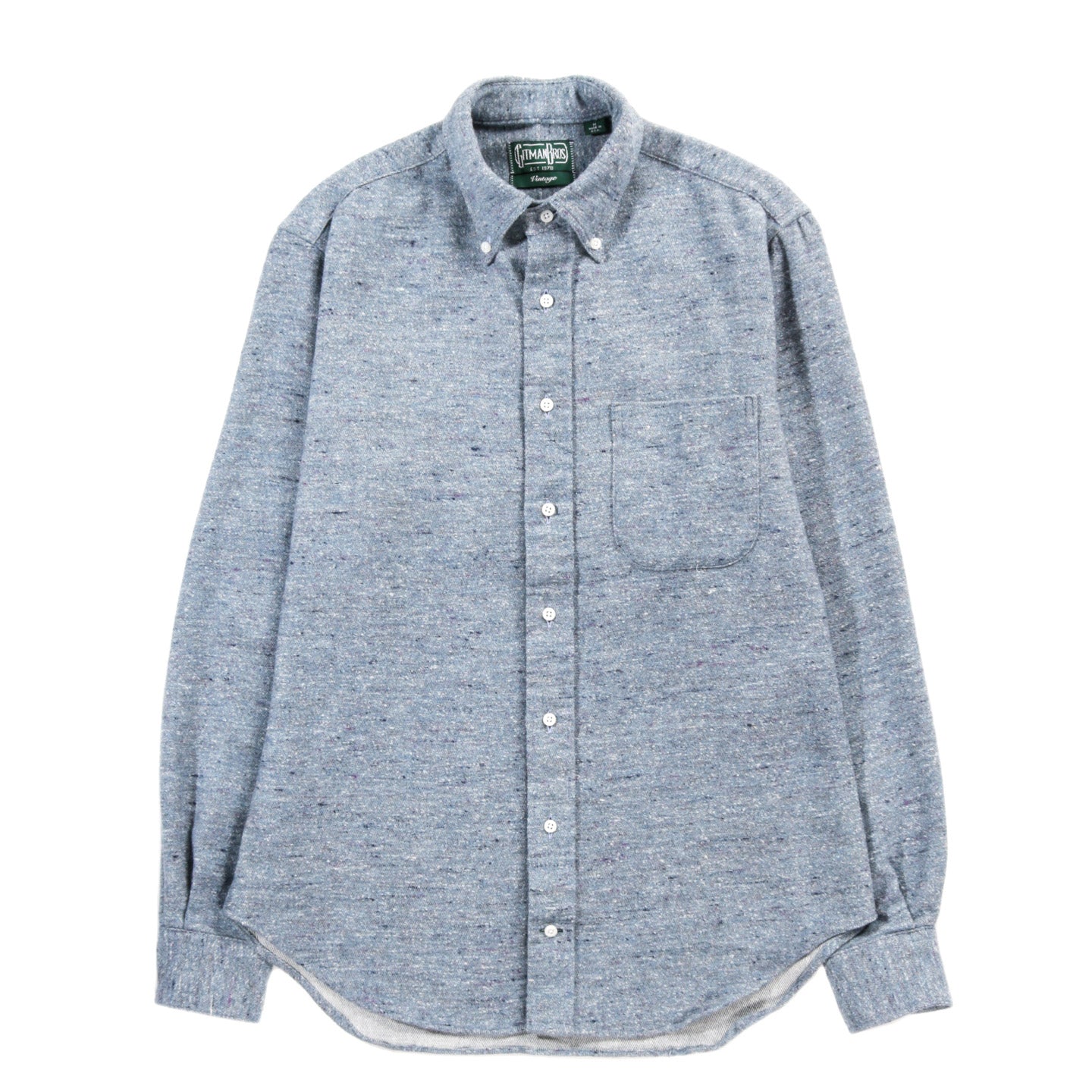 GITMAN VINTAGE BUTTON DOWN BLUE NEPPED CHAMBRAY