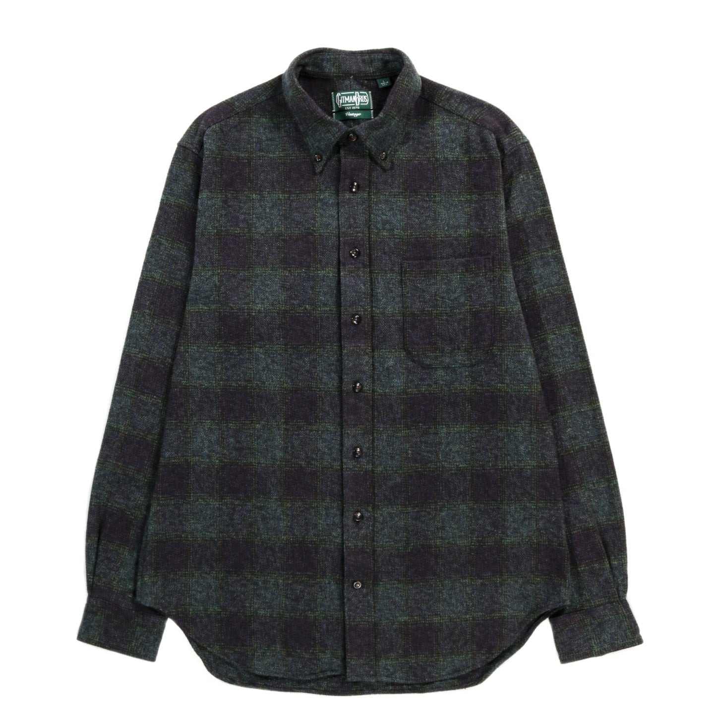 GITMAN VINTAGE BUTTON DOWN NAVY COTTON TWEED CHECK