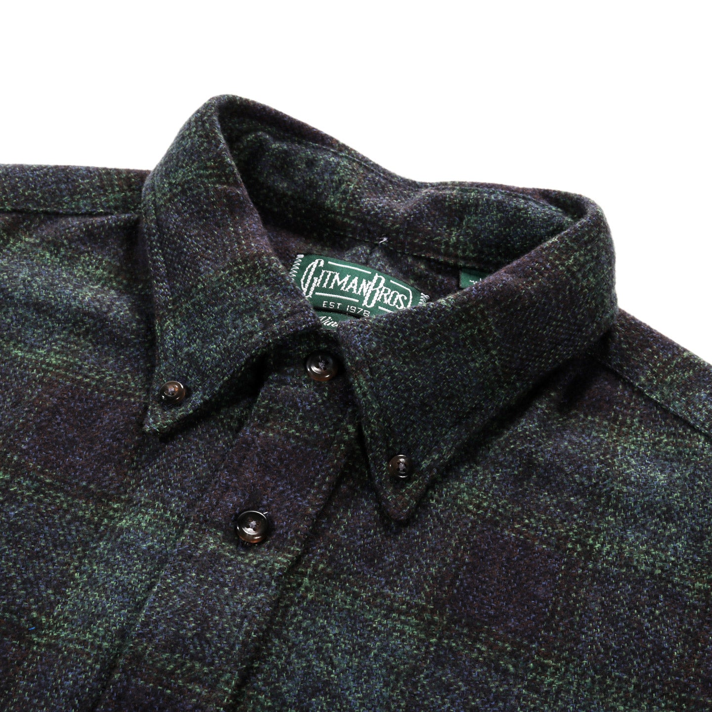 GITMAN VINTAGE BUTTON DOWN NAVY COTTON TWEED CHECK