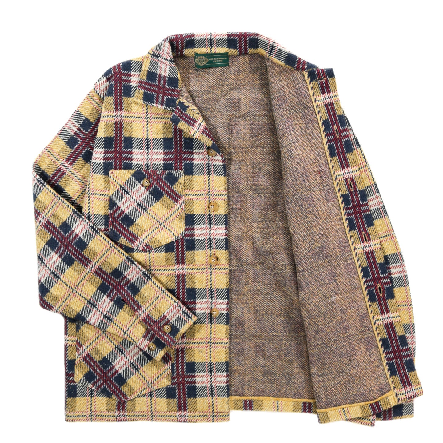 GIM CONTEXT KNITTED CHECK COVERALL JACKET YELLOW