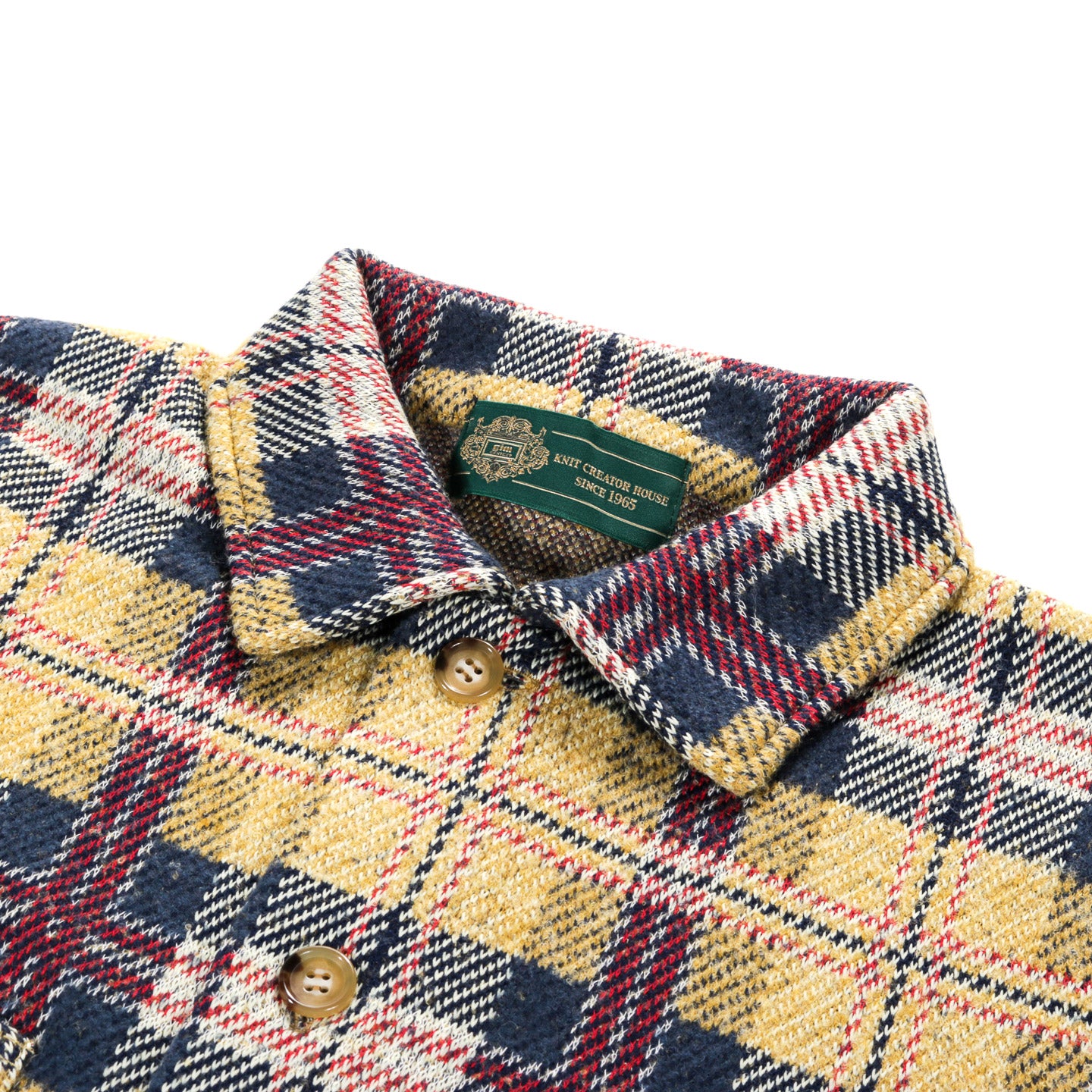 GIM CONTEXT KNITTED CHECK COVERALL JACKET YELLOW