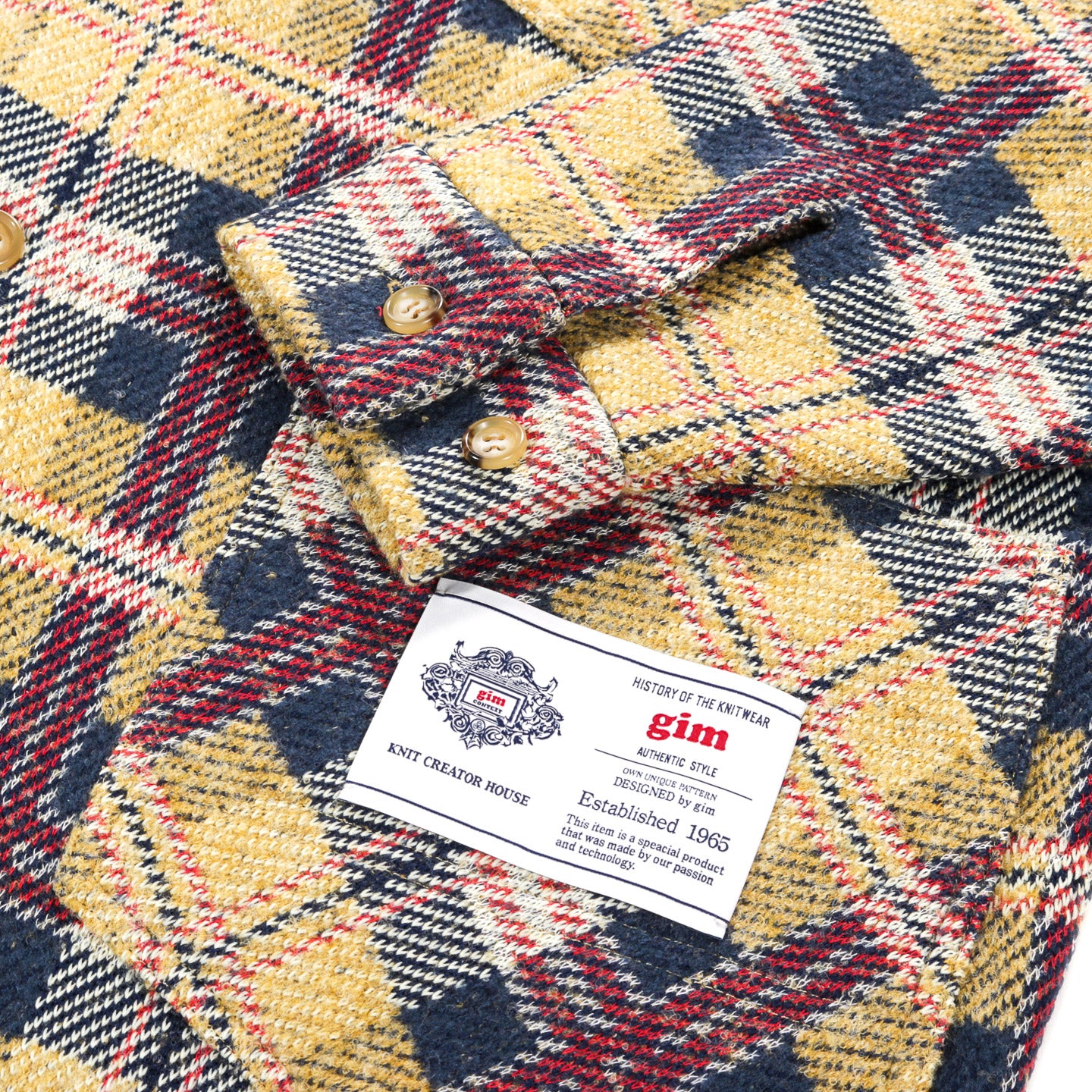 GIM CONTEXT KNITTED CHECK COVERALL JACKET YELLOW