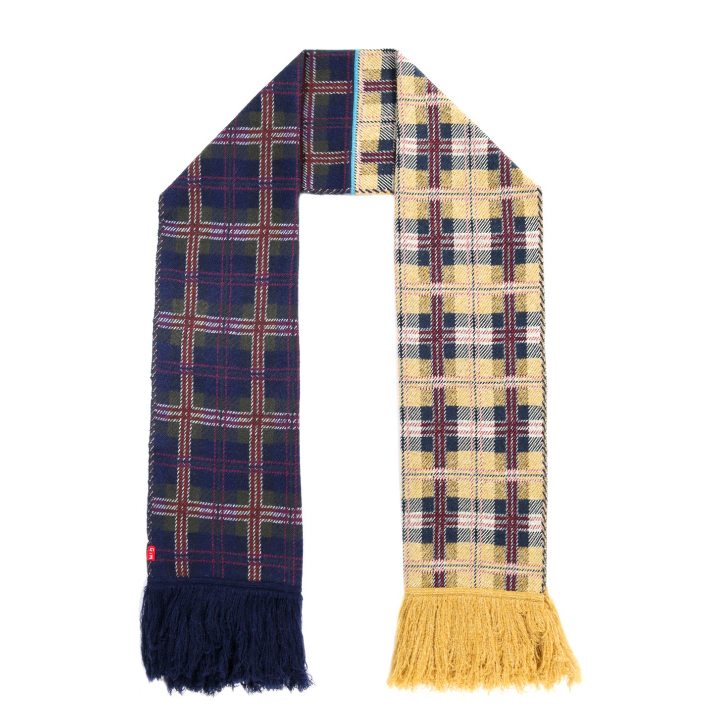GIM CONTEXT KNITTED CHECK SCARF YELLOW / BLUE MIX