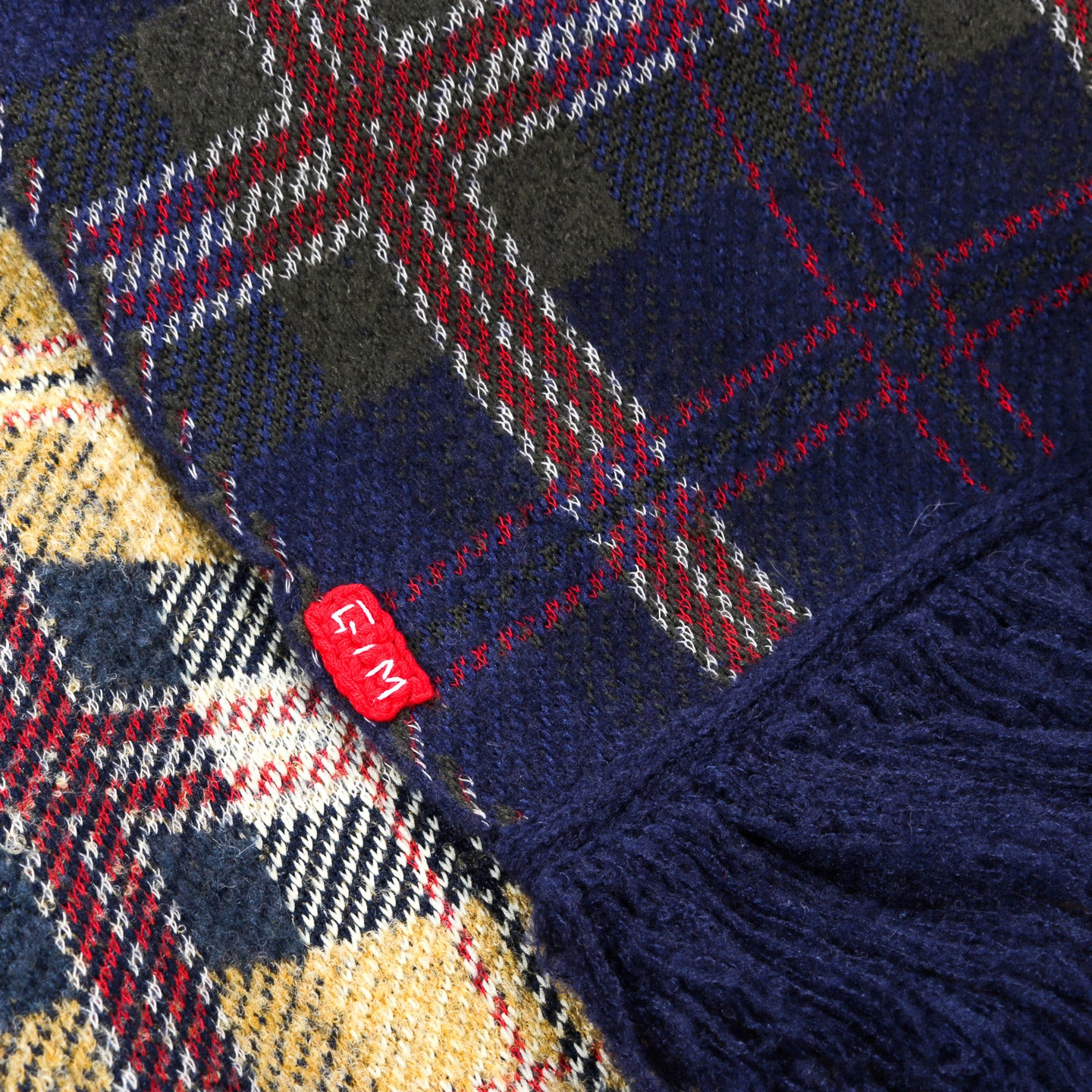 GIM CONTEXT KNITTED CHECK SCARF YELLOW / BLUE MIX
