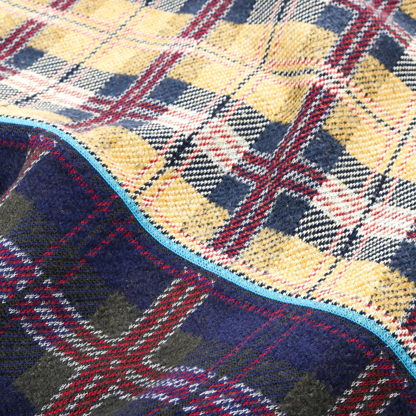 GIM CONTEXT KNITTED CHECK SCARF YELLOW / BLUE MIX