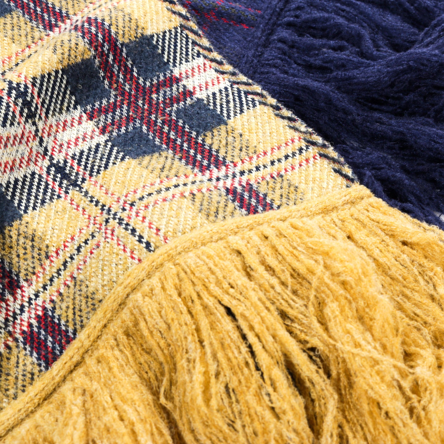 GIM CONTEXT KNITTED CHECK SCARF YELLOW / BLUE MIX