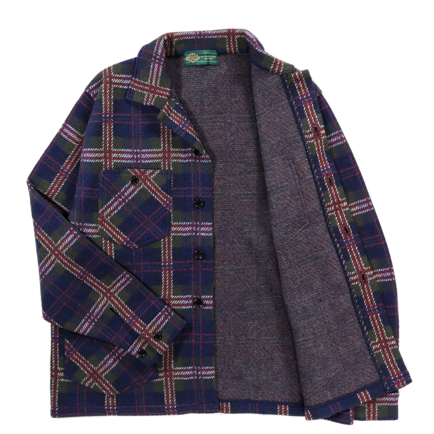 GIM CONTEXT KNITTED CHECK COVERALL JACKET BLUE