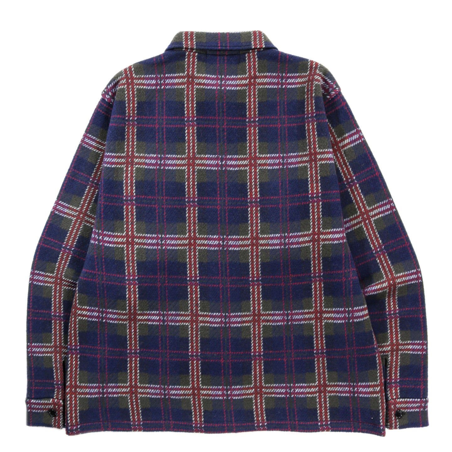 GIM CONTEXT KNITTED CHECK COVERALL JACKET BLUE