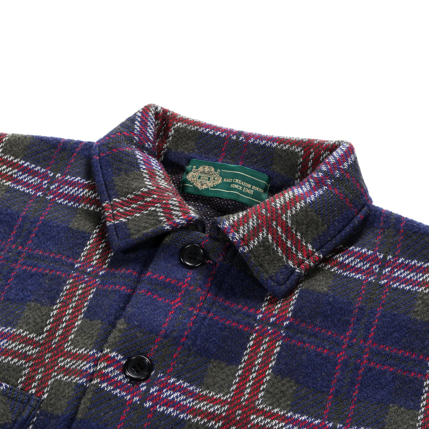 GIM CONTEXT KNITTED CHECK COVERALL JACKET BLUE