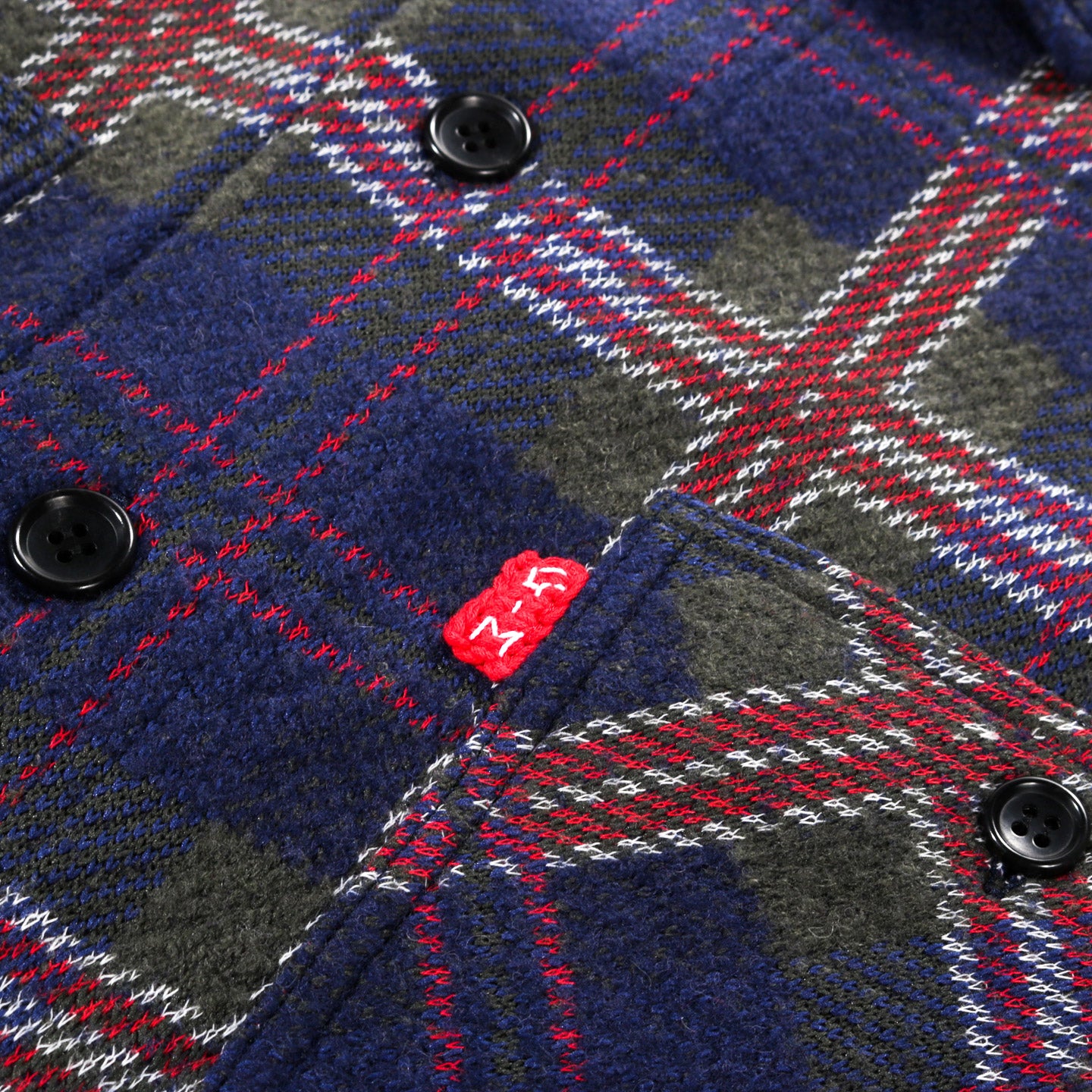 GIM CONTEXT KNITTED CHECK COVERALL JACKET BLUE