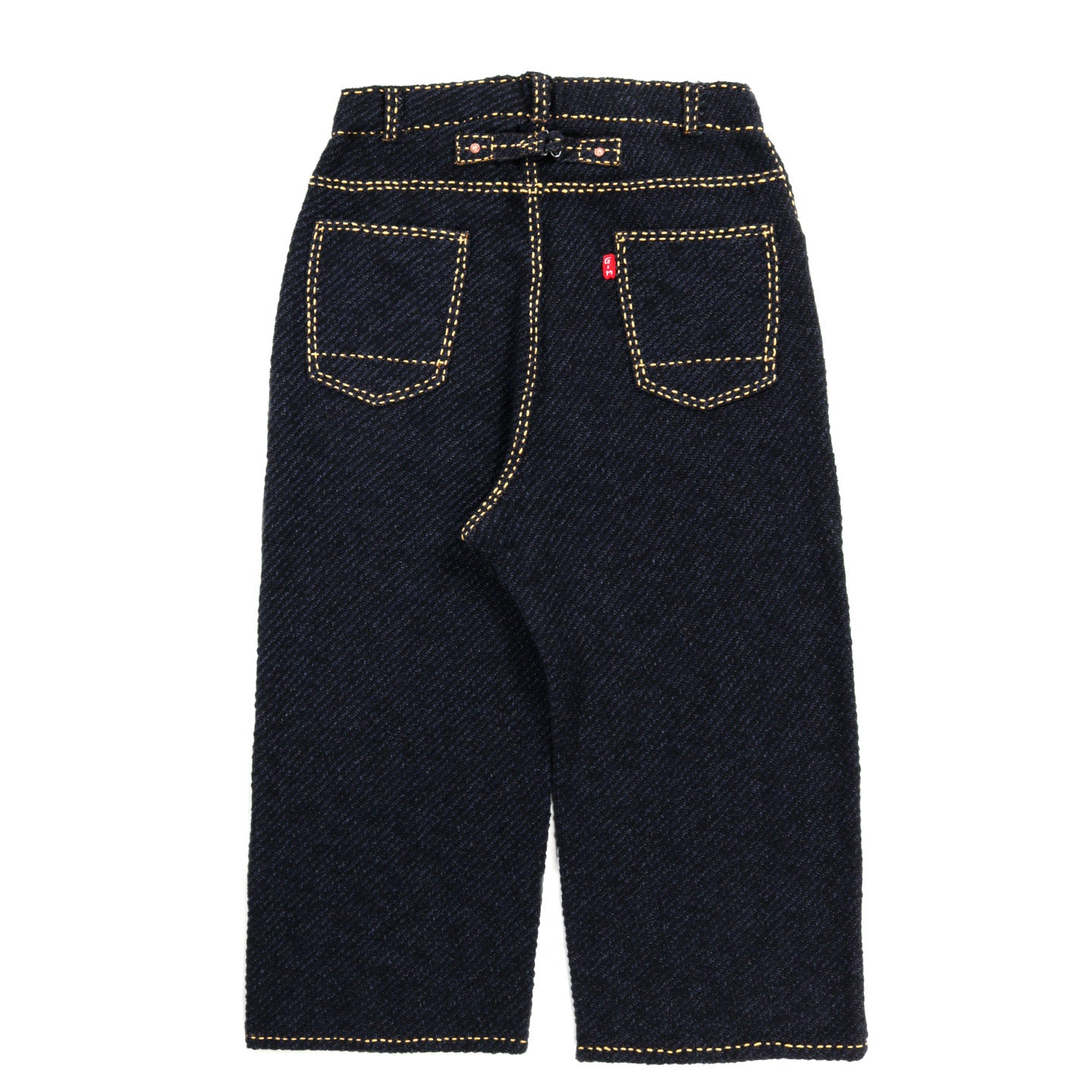 GIM CONTEXT HAND STITCHED RIGID DENIM KNIT PANTS NAVY