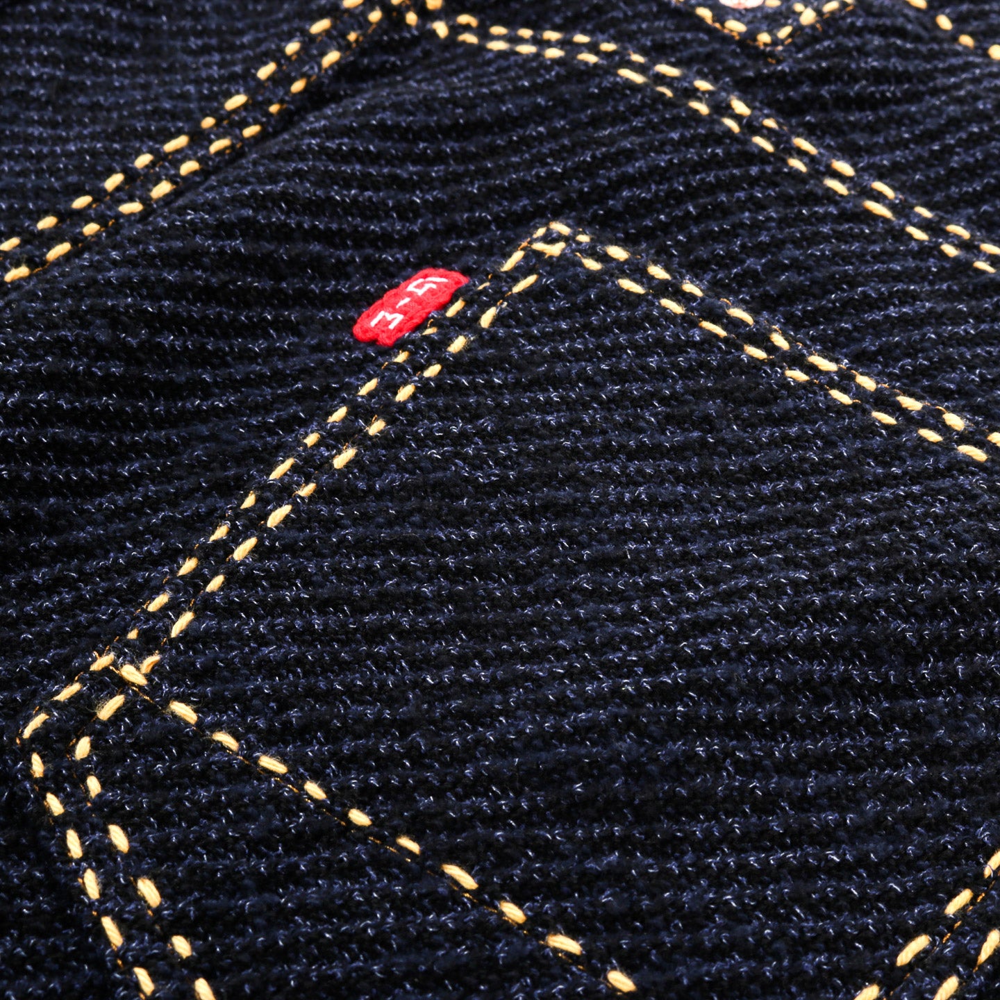GIM CONTEXT HAND STITCHED RIGID DENIM KNIT PANTS NAVY