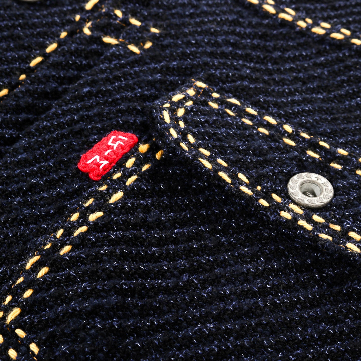 GIM CONTEXT HAND STITCHED RIGID DENIM KNIT JACKET NAVY