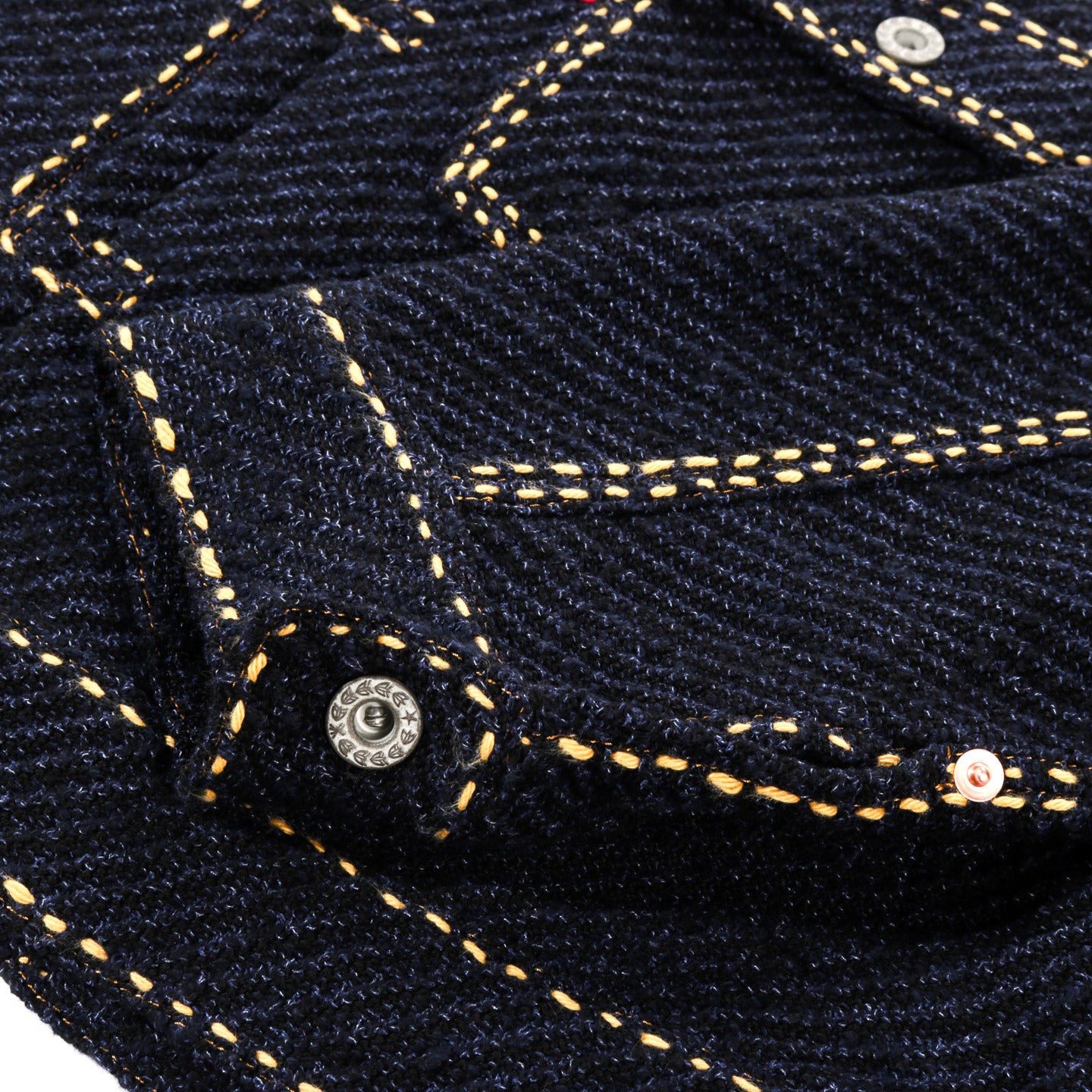 GIM CONTEXT HAND STITCHED RIGID DENIM KNIT JACKET NAVY