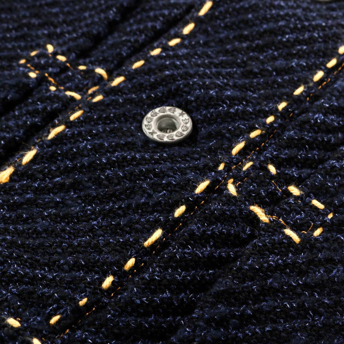 GIM CONTEXT HAND STITCHED RIGID DENIM KNIT JACKET NAVY
