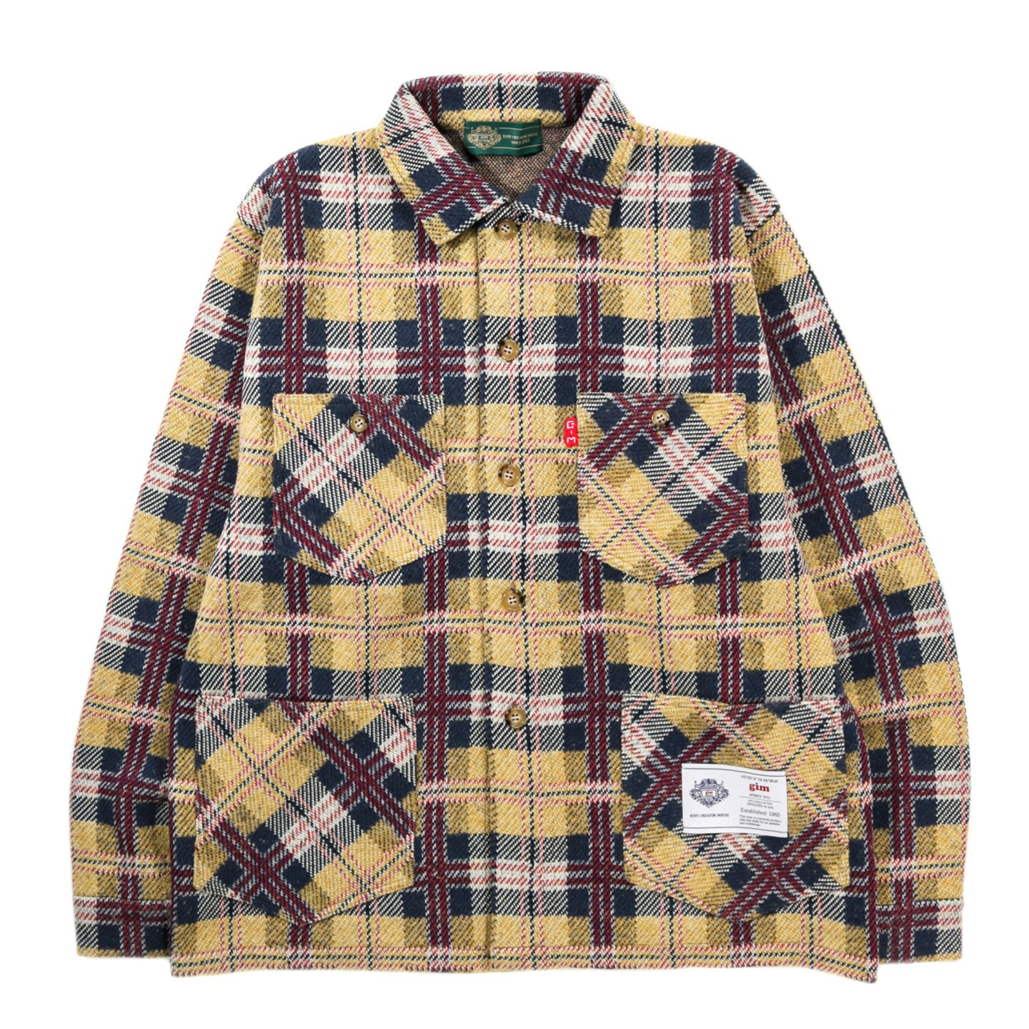 GIM CONTEXT KNITTED CHECK COVERALL JACKET YELLOW