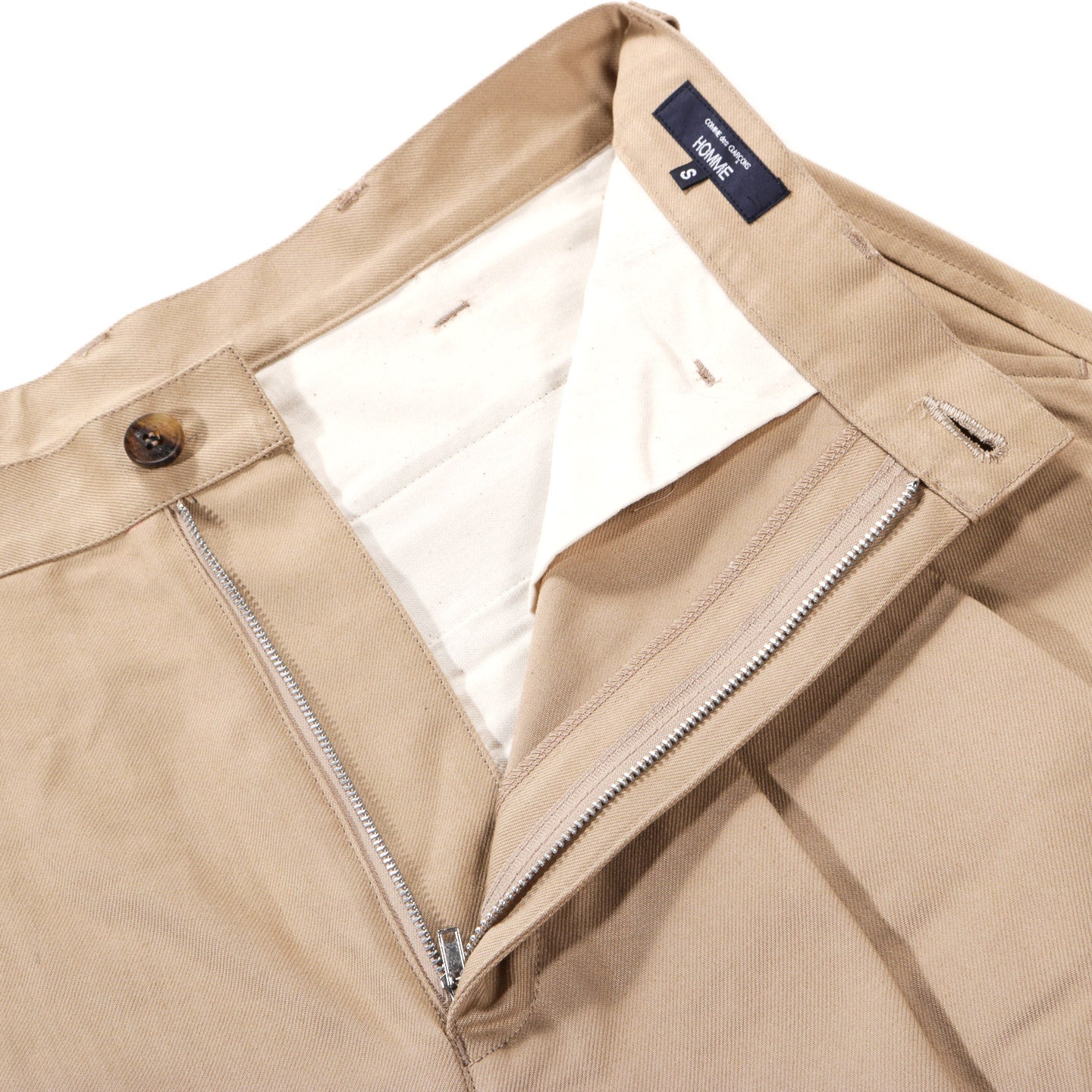 COMME DES GARCONS HOMME P027 HEAVY COTTON TWILL PLEATED CHINO  BEIGE