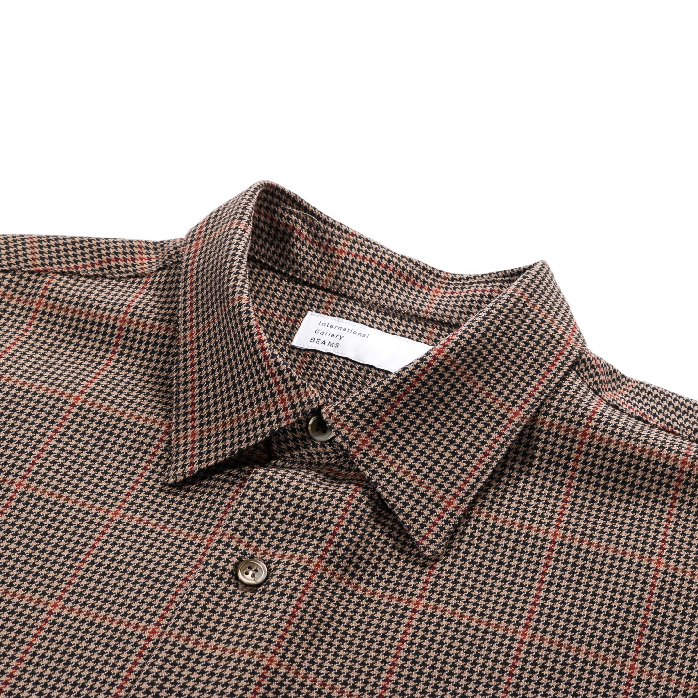 INTERNATIONAL GALLERY BEAMS REGULAR COLLAR CHECK SHIRT BROWN