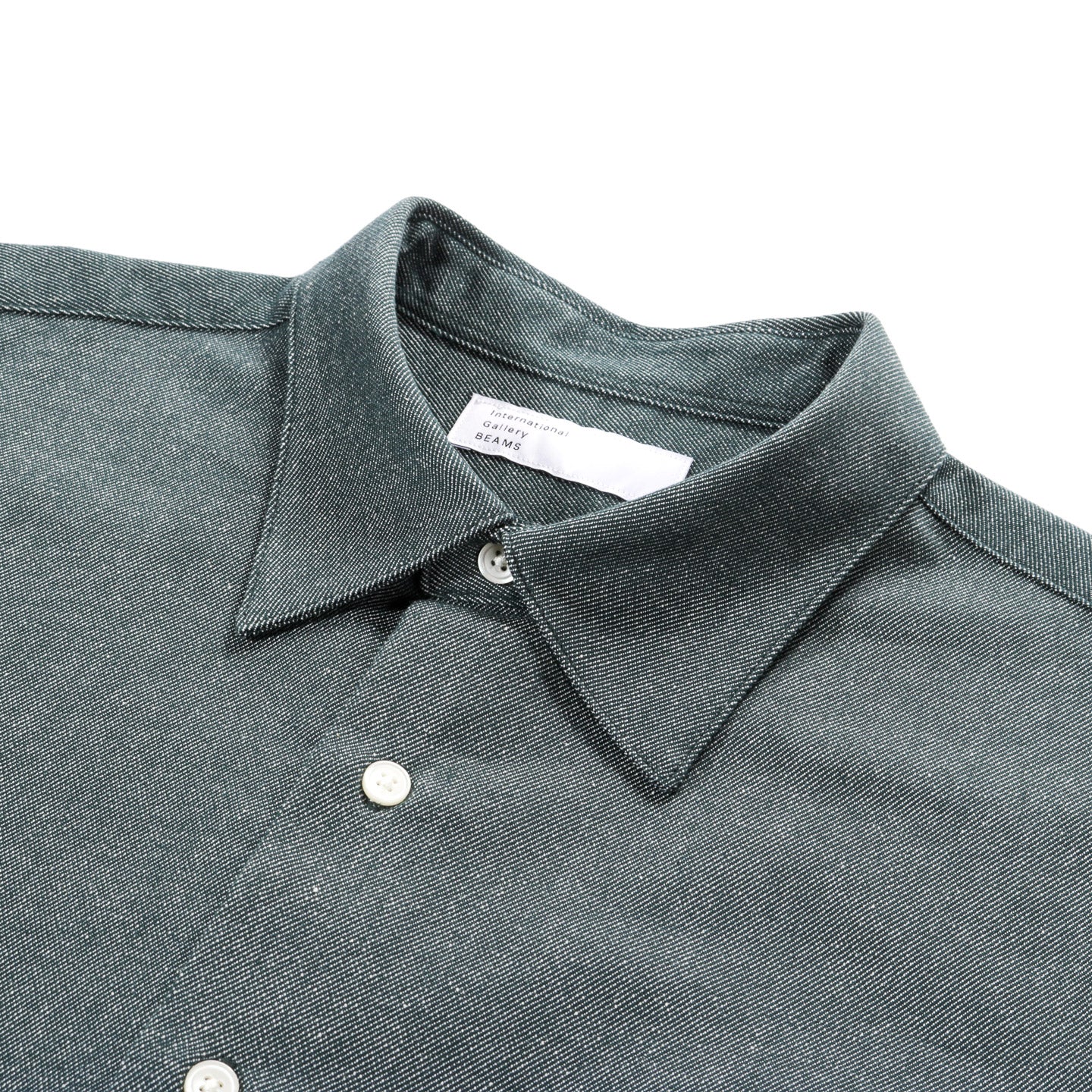 INTERNATIONAL GALLERY BEAMS REGULAR COLLAR DENIM SHIRT GREEN