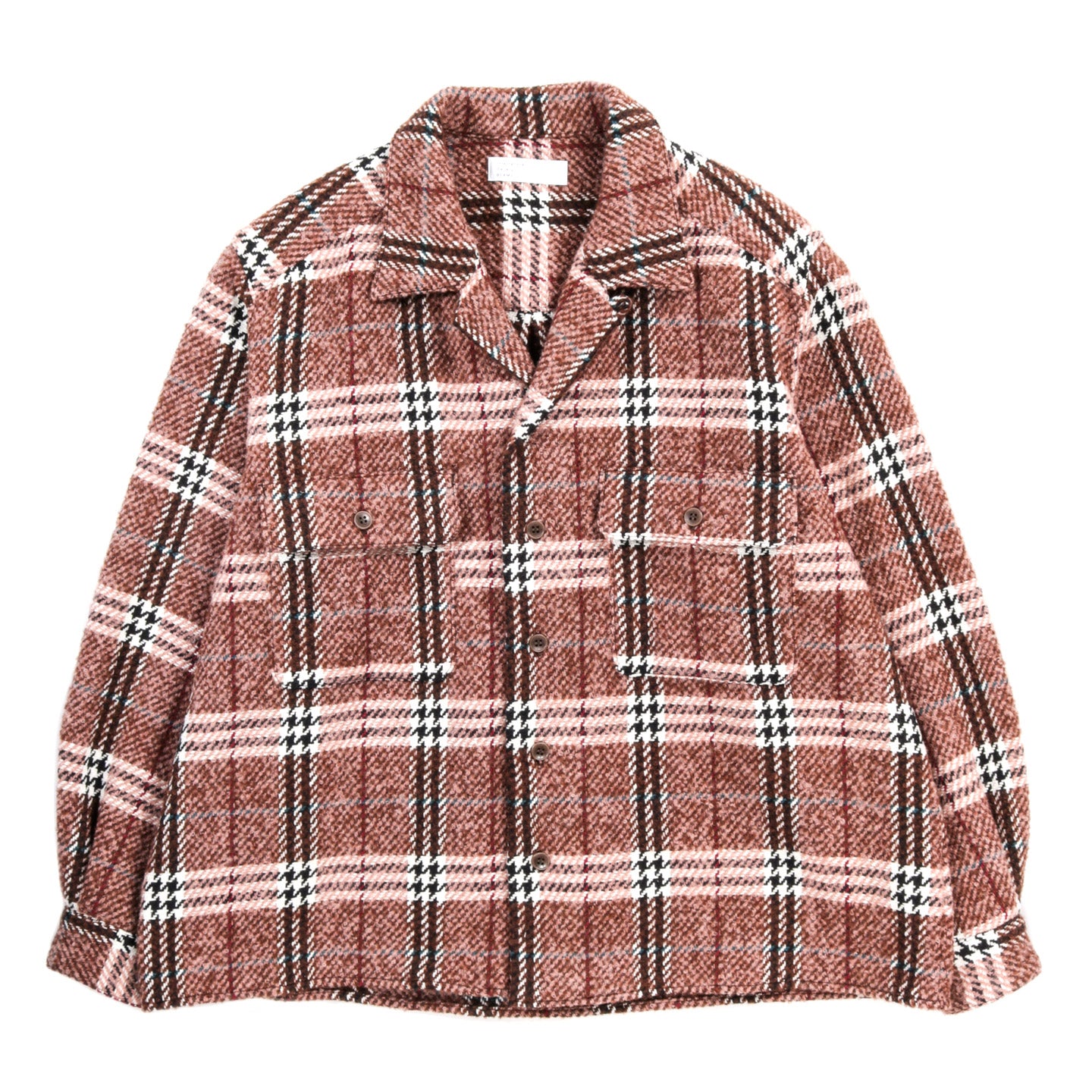 INTERNATIONAL GALLERY BEAMS  OPEN SHIRT PINK / BROWN CHECK