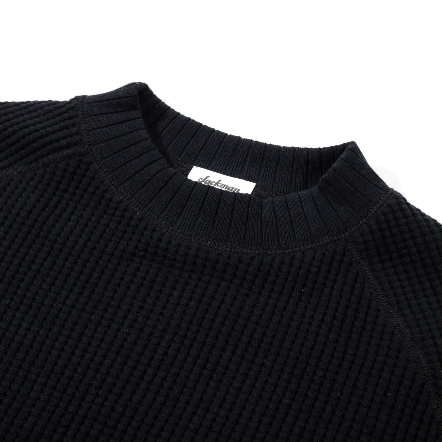 JACKMAN WAFFLE MID-NECK BLACK