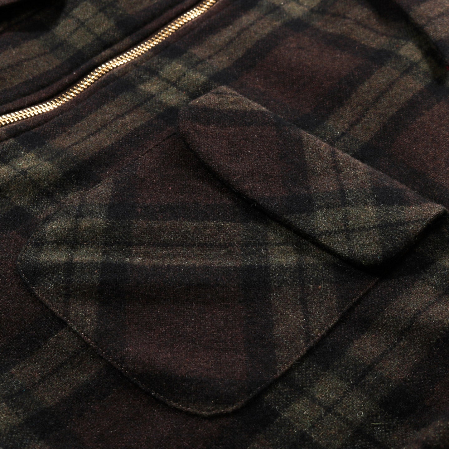 KAPITAL WOOL CHECK DRIZZLE OPEN COLLAR SHIRT KHAKI